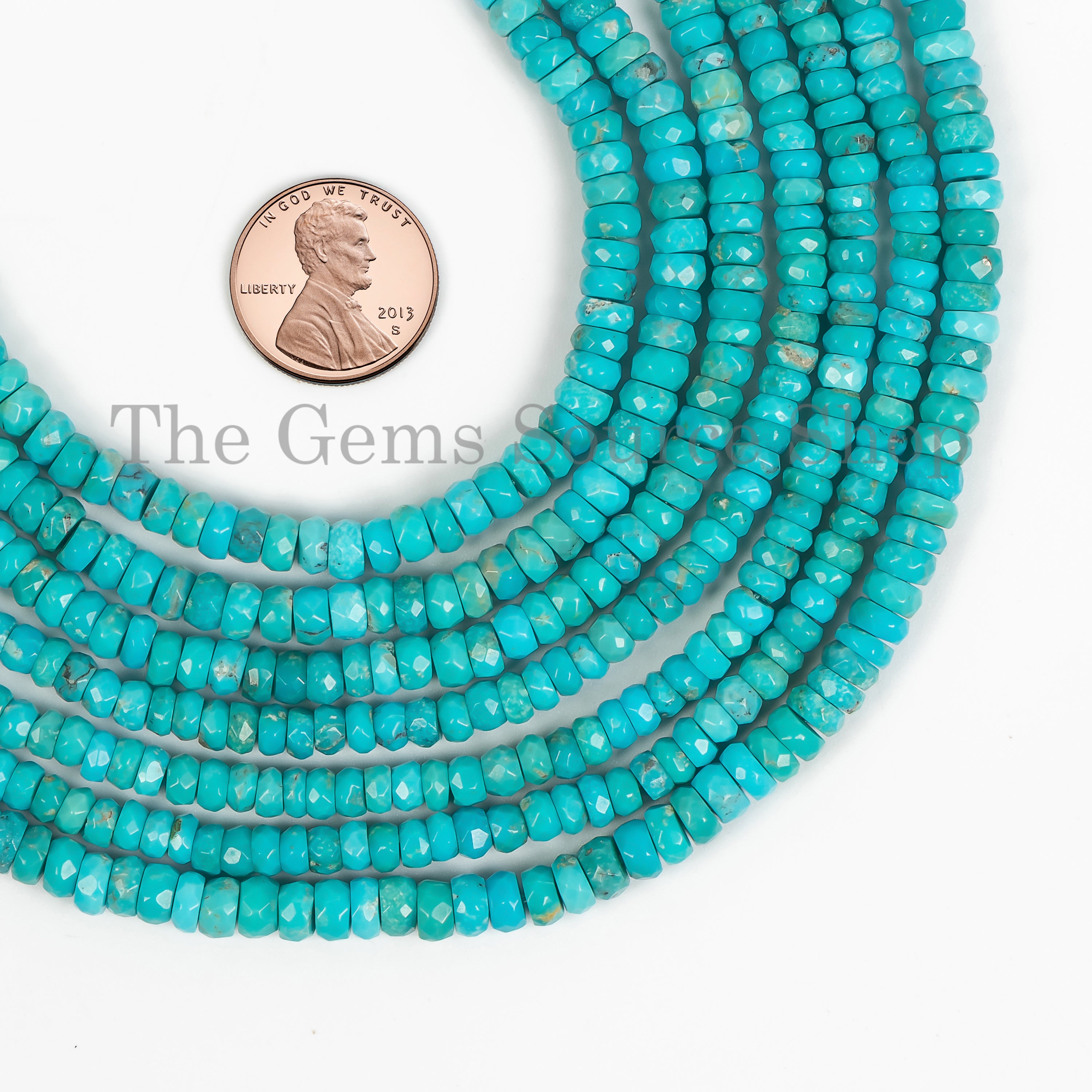 Natural Turquoise Beads, Turquoise Faceted Rondelle Beads, Turquoise Gemstone Beads