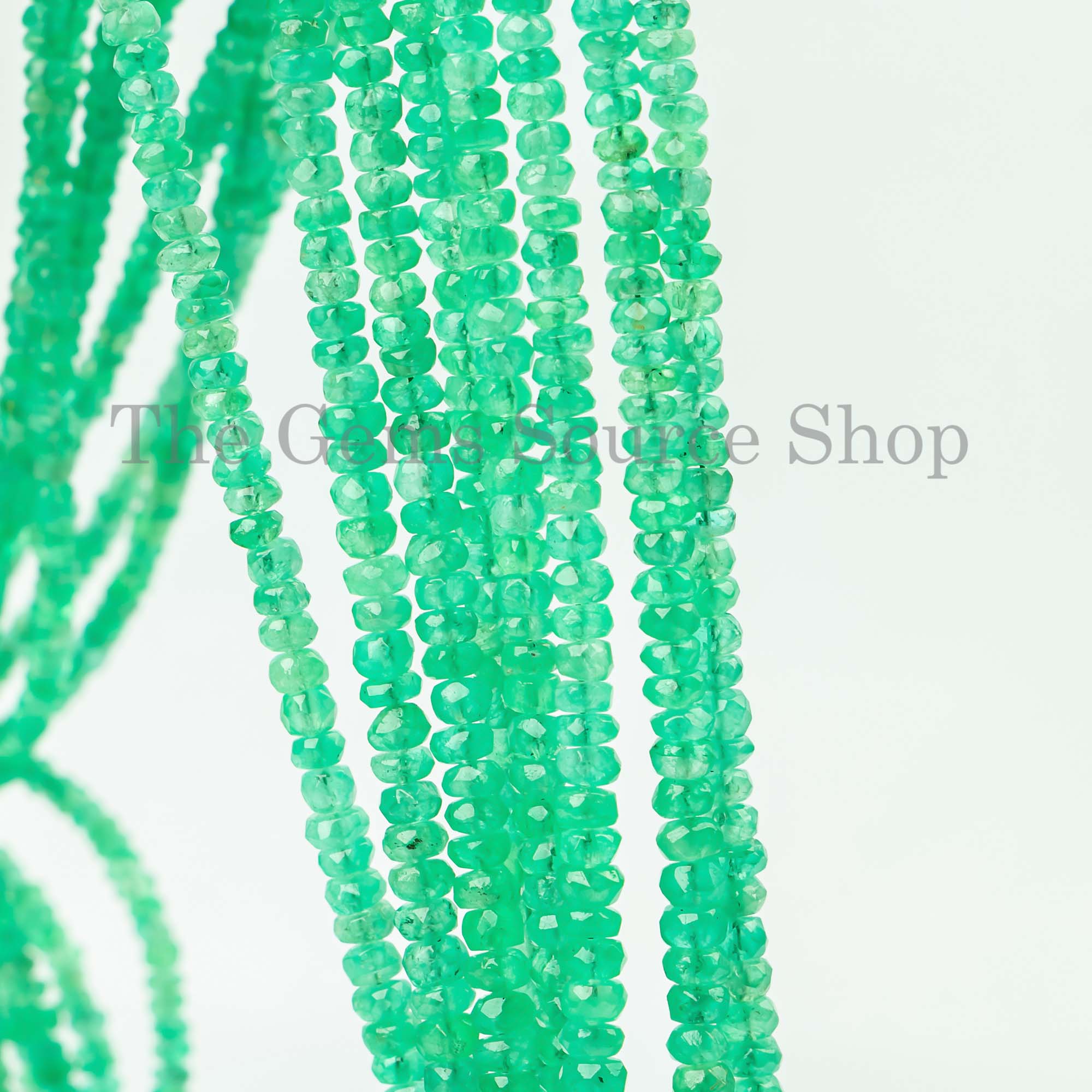 New Arrivals Natural Emerald Faceted Beads, Emerald Rondelle Beads, Emerald Gemstone Beads