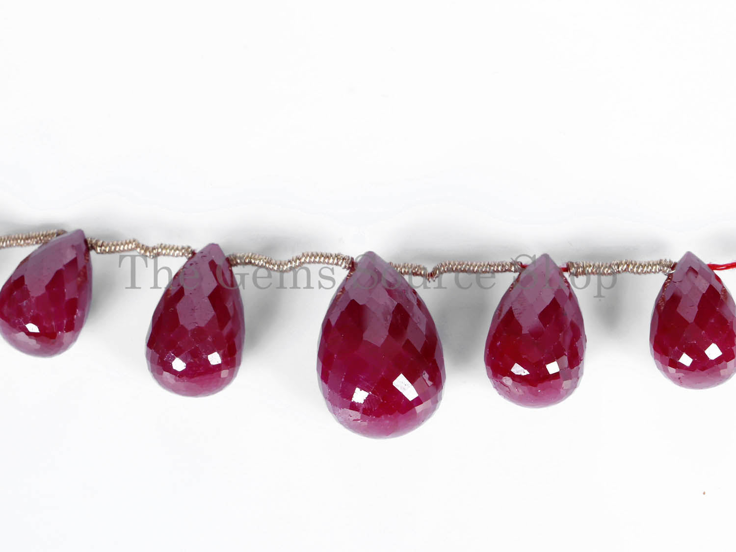 Natural Ruby Faceted Drop Shape Gemstone Beads, Ruby Beads