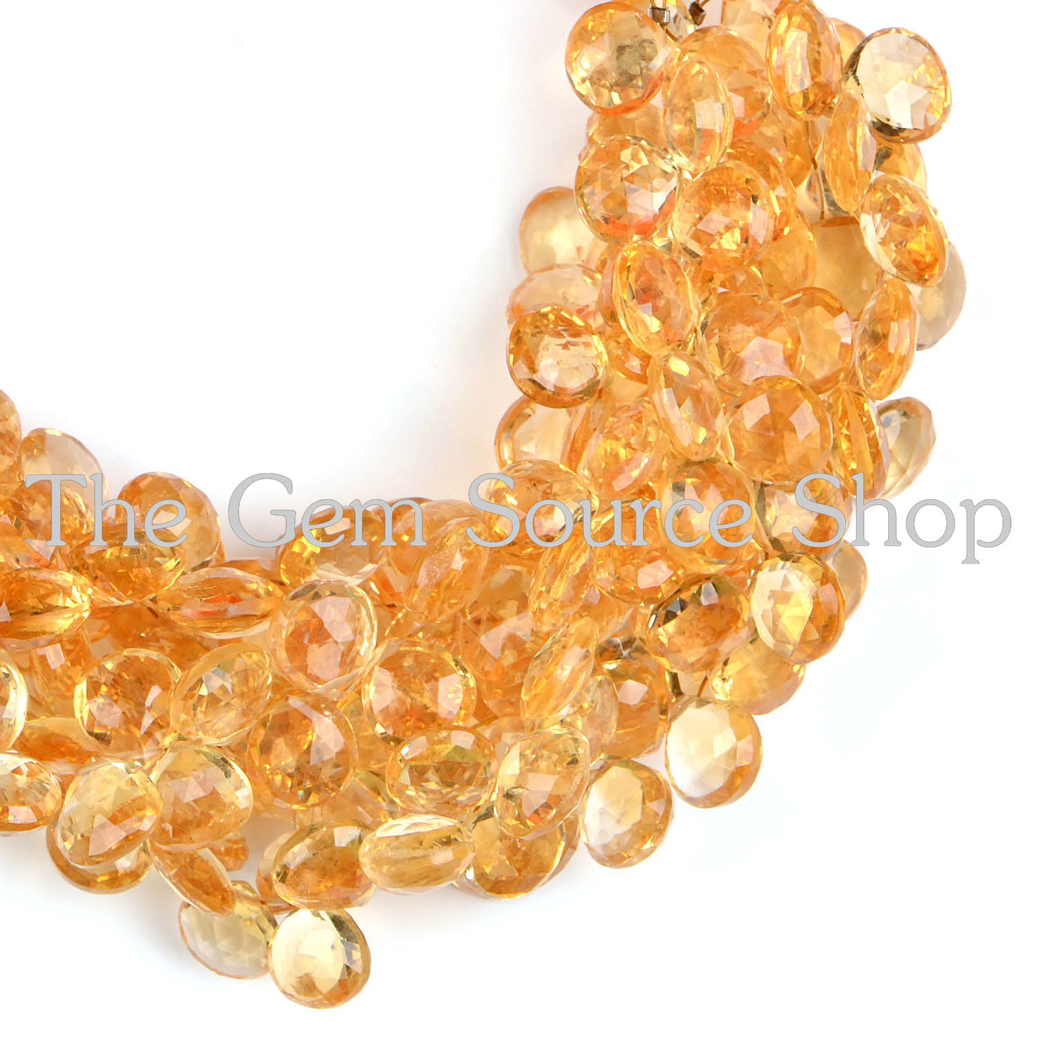 Natural Citrine Faceted Heart Shape Gemstone Beads