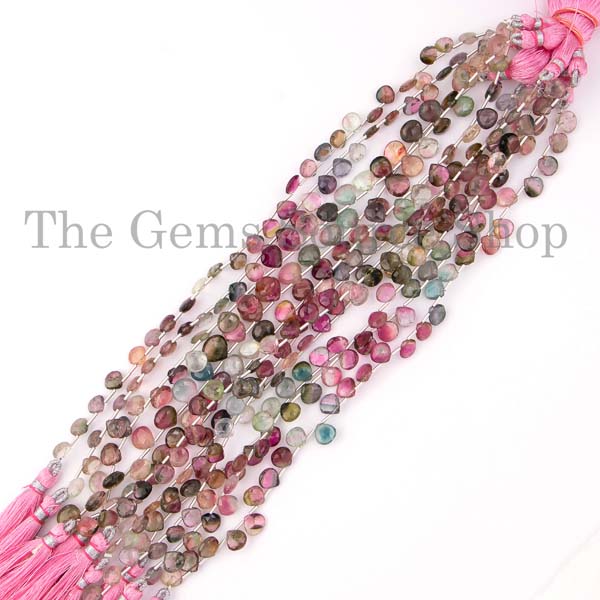 Extremely Rare Natural Multi Tourmaline Heart Beads, Tourmaline Heart Briolettes, Multi Tourmaline Faceted Beads, Tourmaline Beads