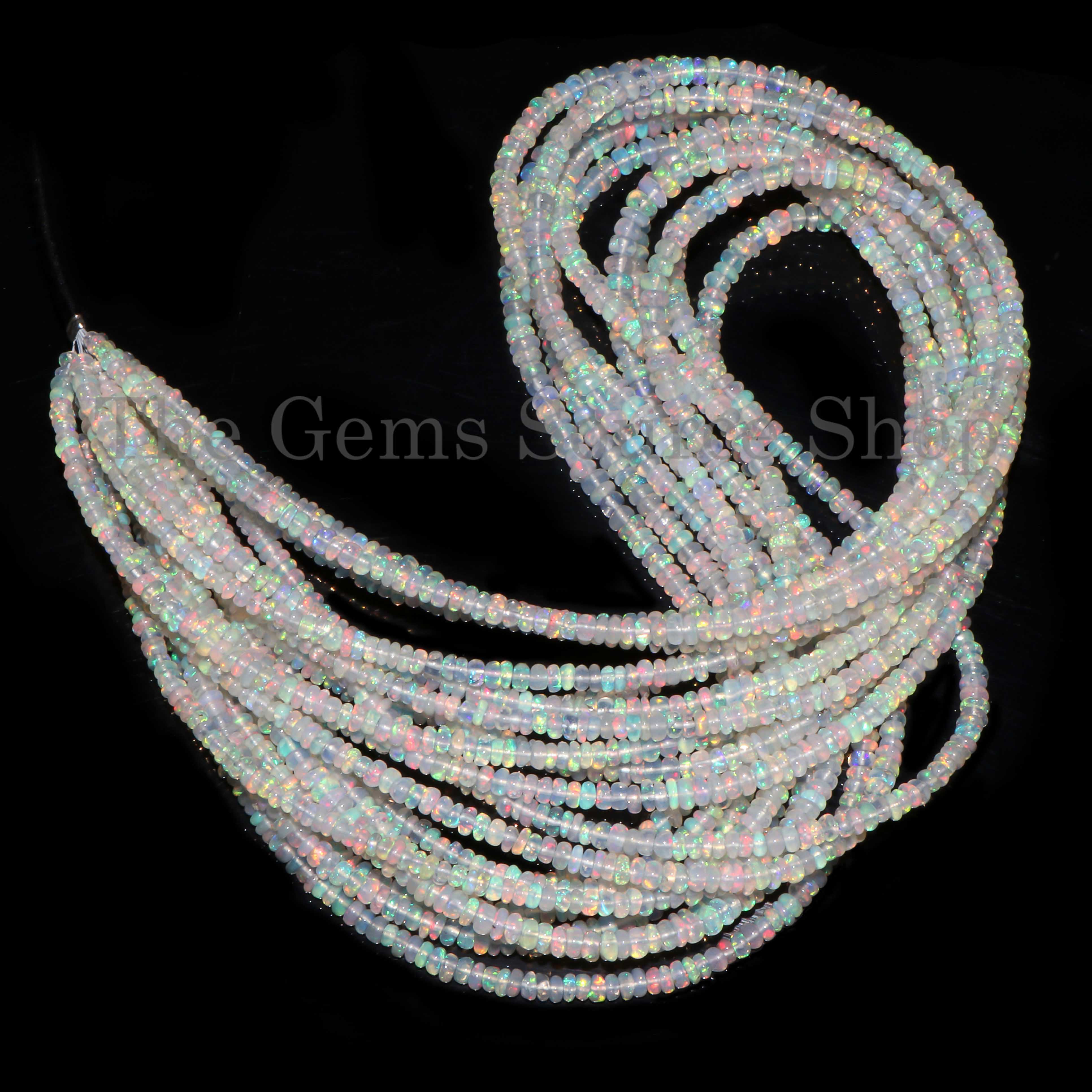 2.75-4.5MM Ethiopian Opal Plain Rondelle Shape Beads TGS-2558