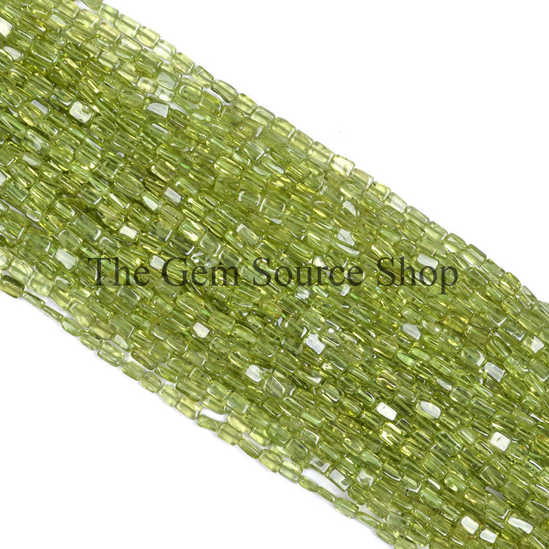 3.50X6-4.50X8MM Peridot Smooth Plain Long Square Gemstone Beads TGS-0050