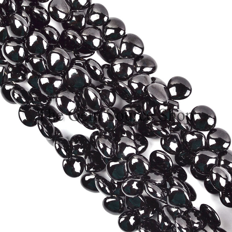 Black Spinel Beads, Black Spinel Heart Shape Beads, Black Spinel Smooth Beads, Black Spinel Gemstone Beads