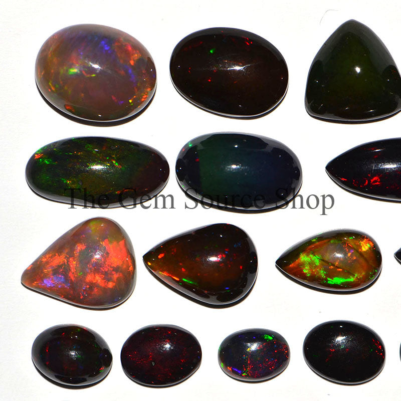 Ethiopian Black Opal Cabochon, Black Opal Treated Mix Shape Cabochons, Black Opal Loose Gemstone