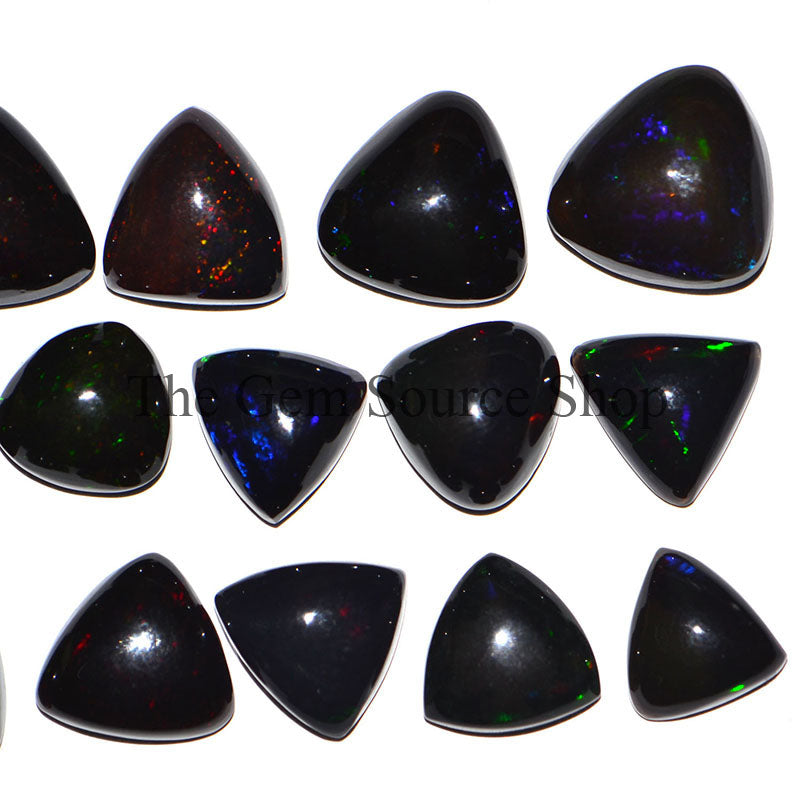 Treated Ethiopian Black Opal Lot, Mix Trillion Shape Cabochons, Loose Opal Gemstone, Cabochon Lot