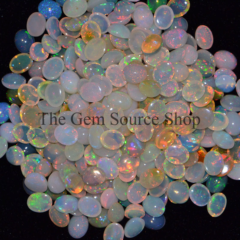 AAA Quality Natural Ethiopian Opal Cabochons, Flashy Opal Smooth Cabs, Wholesale Loose Gemstone