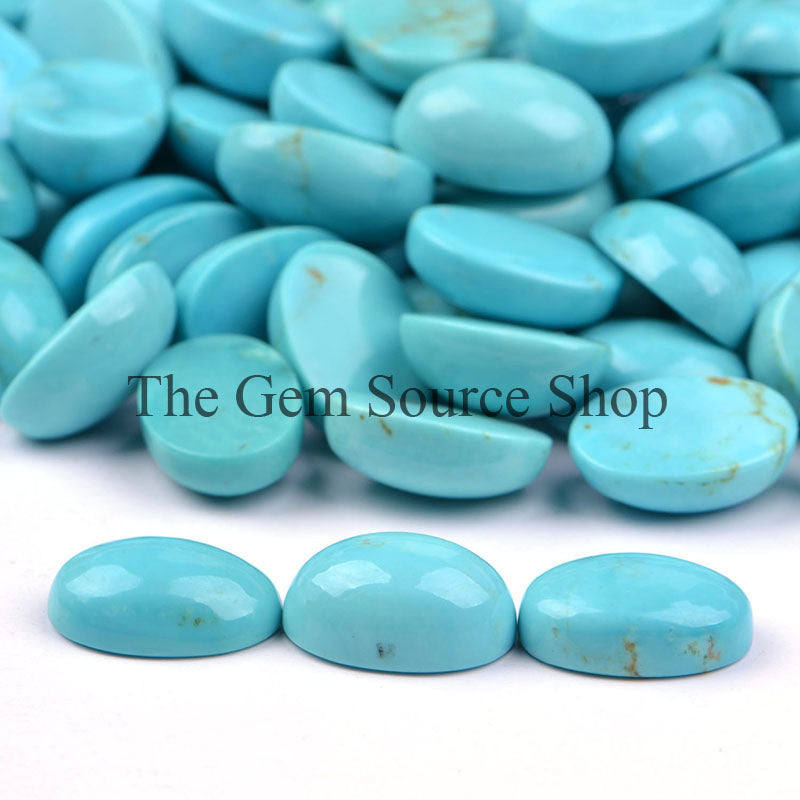 Kingman Mines Natural Turquoise Cabochons, Turquoise Smooth Oval Cabochons, Loose Gemstone