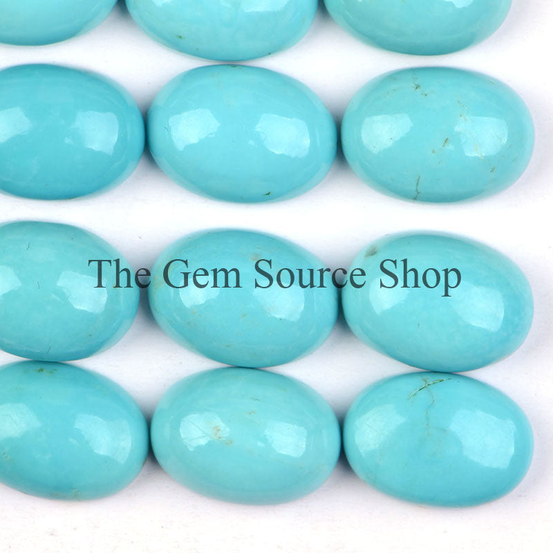 Kingman Mines Natural Turquoise Cabochons, Turquoise Smooth Oval Cabochons, Loose Gemstone