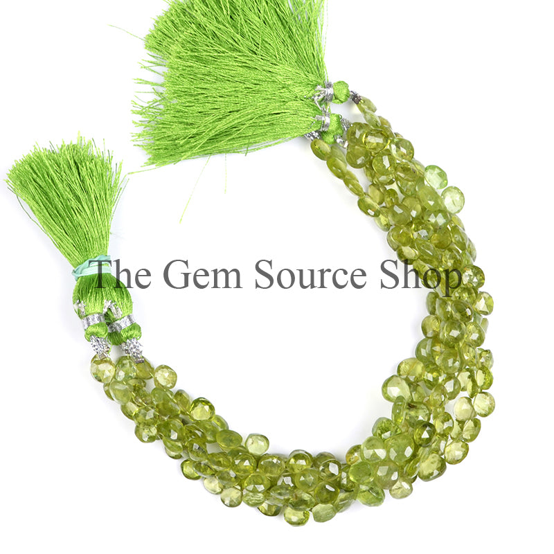 Peridot Faceted Heart Briolette Shape Gemstone Beads TGS-0147