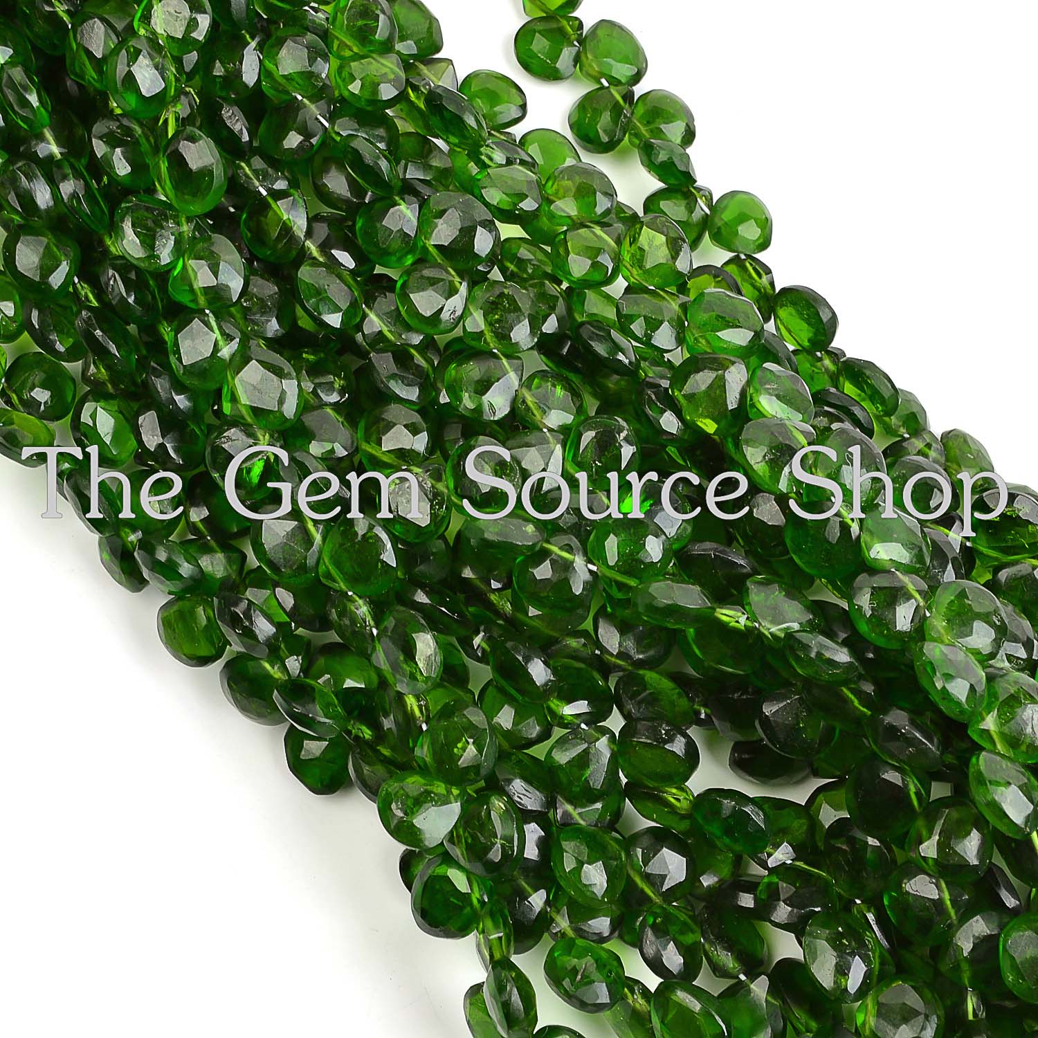Natural Chrome Diopside Beads, Faceted Heart Shape Beads, Briolette Heart Beads For Jewelry, TGS-1932