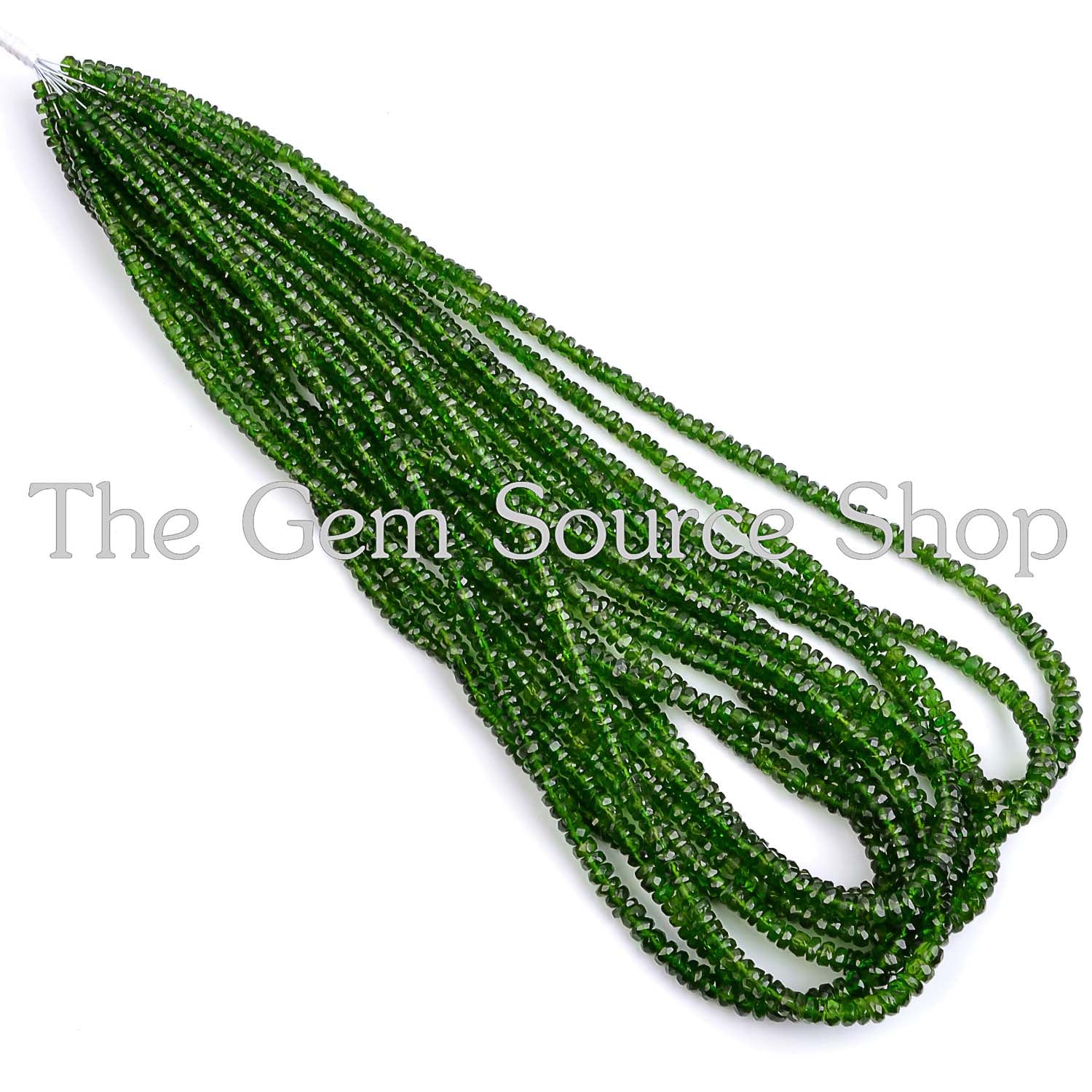 Natural Chrome Diopside Beads, Faceted Rondelle Shape Beads, Chrome Diopside Gemstone Beads
