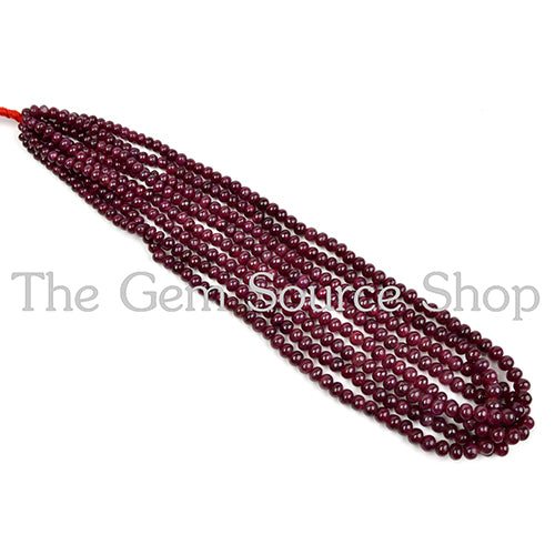 7-11mm - Unheated Natural African Ruby Smooth Rondelle Shape Beads