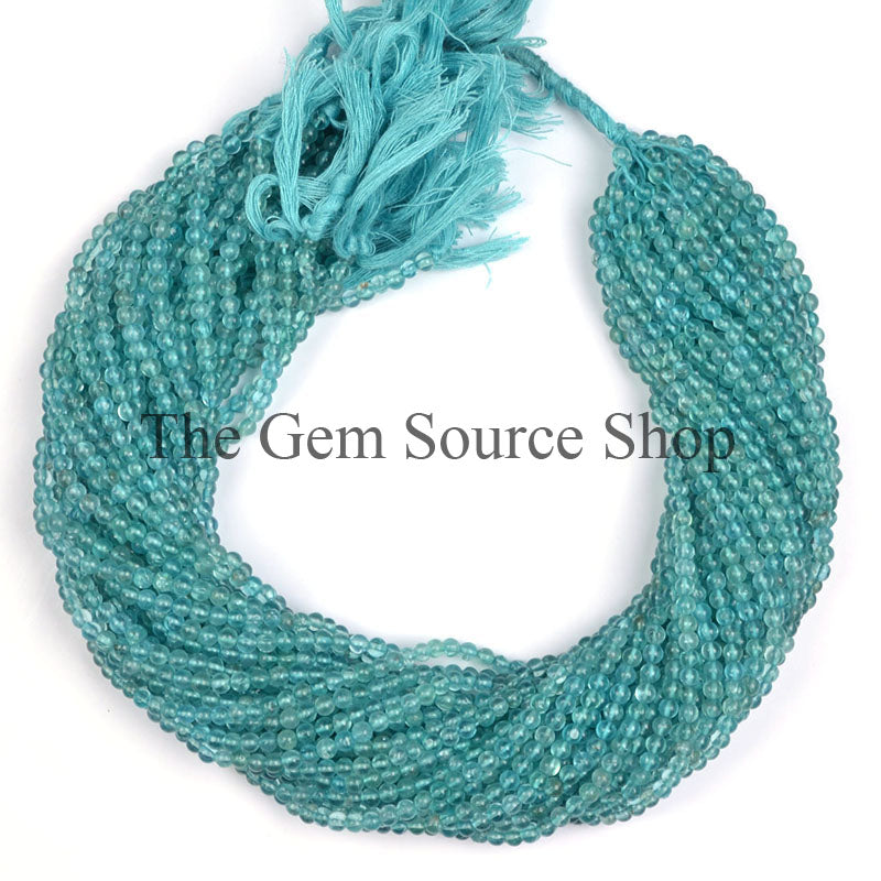 3-4MM Apatite Smooth Round Shape Gemstone Beads TGS-0221