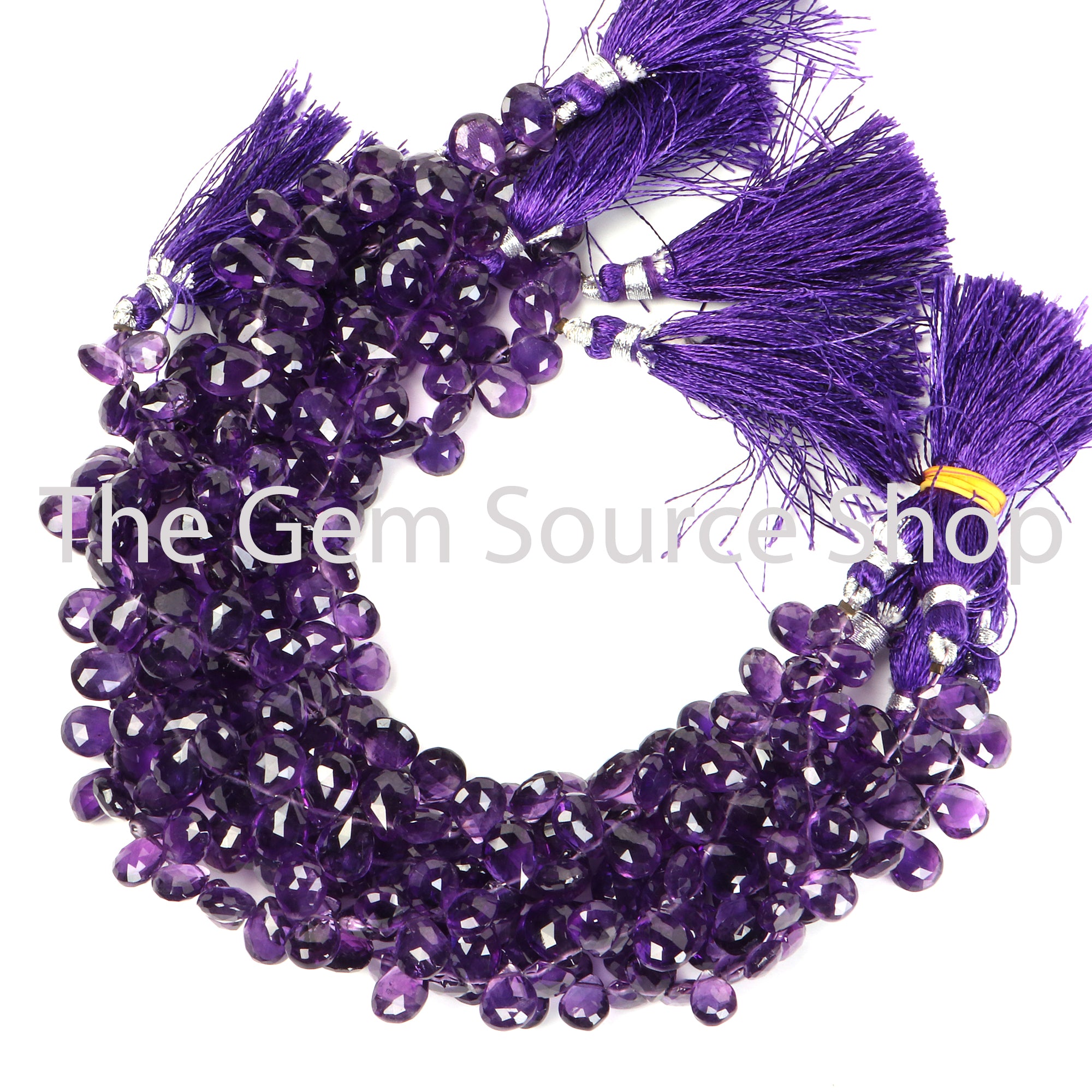 6x8-8x10mm Natural African Amethyst Faceted Pear Shape Gemstone Beads