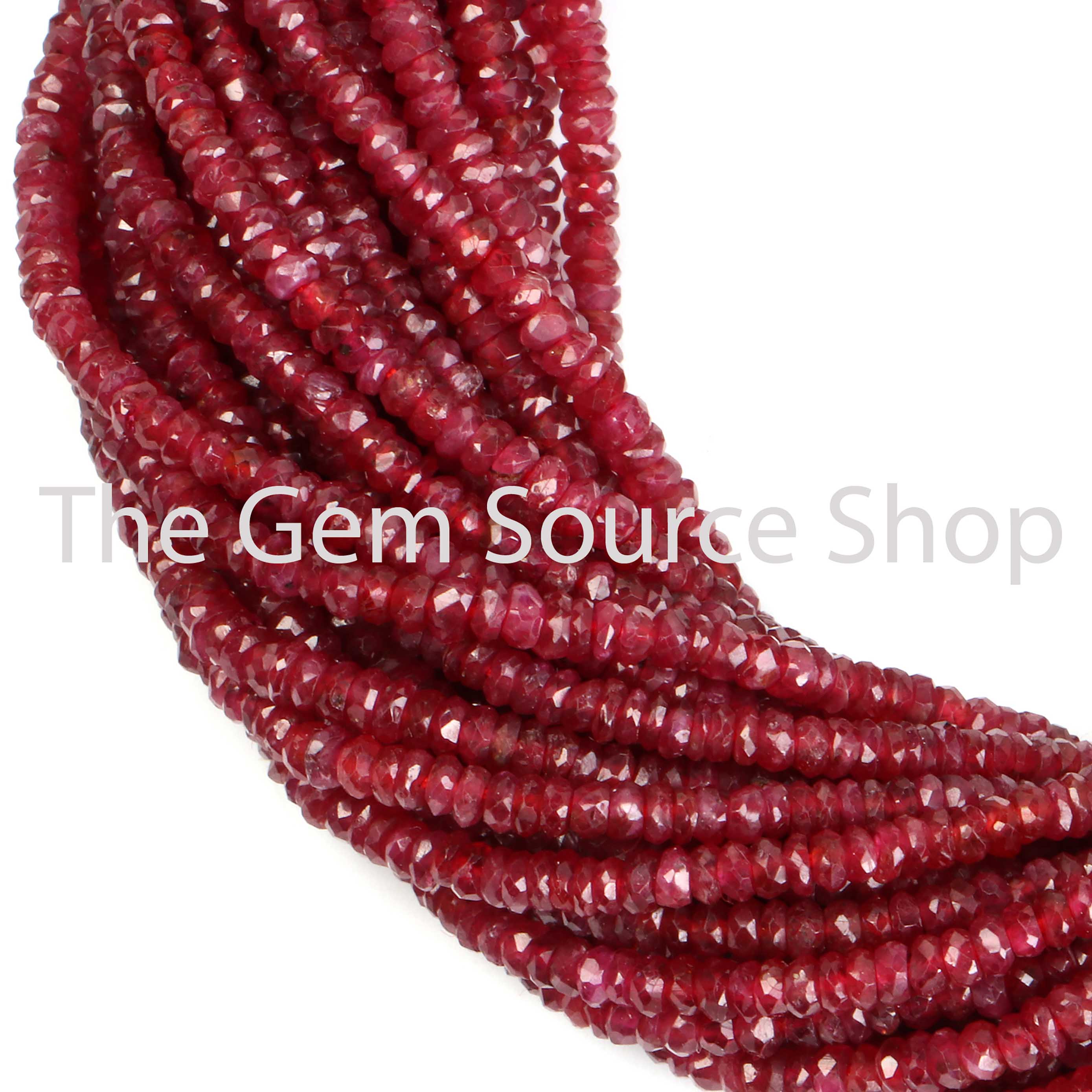 Natural Ruby Faceted Rondelle Beads