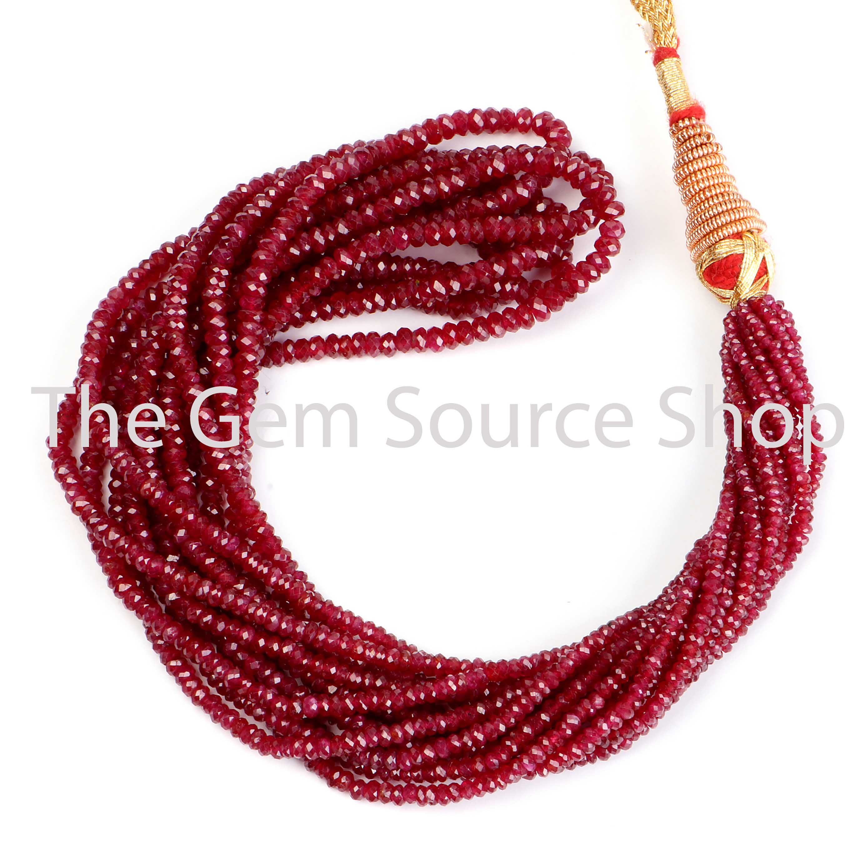 1.75-3.25 mm - Natural Ruby Faceted Rondelle Shape Gemstone Beads