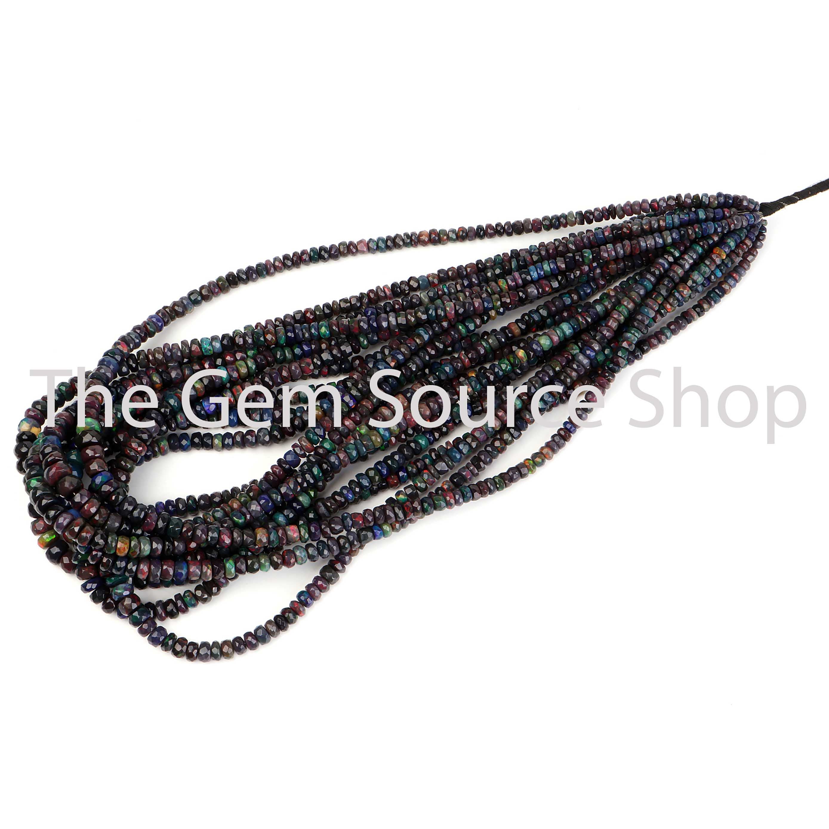 Black Ethiopian Opal Beads, Black Opal Beads, Opal Rondelle Beads