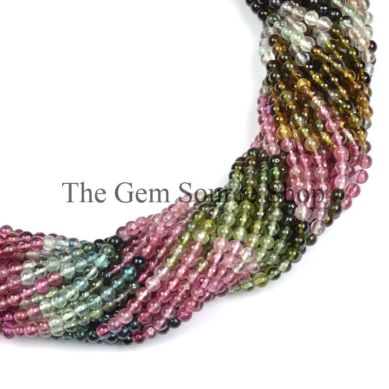 Multi Tourmaline Smooth Round Shape Gemstone Beads TGS-0243