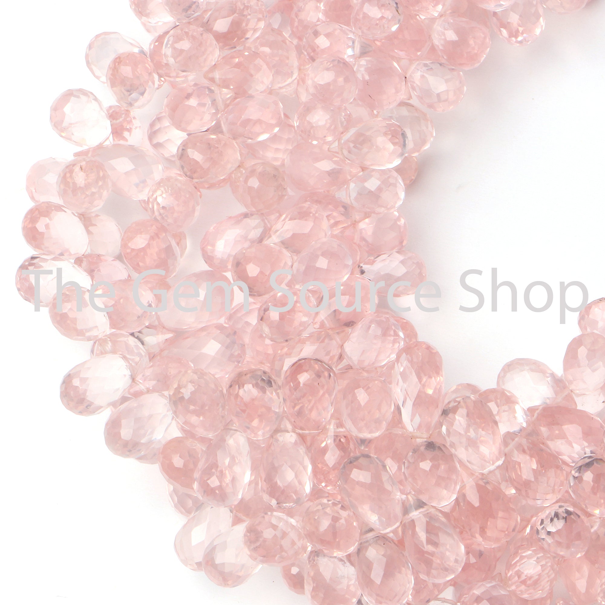 Rose Quartz Faceted Drops Shape Gemstone Beads TGS-2442
