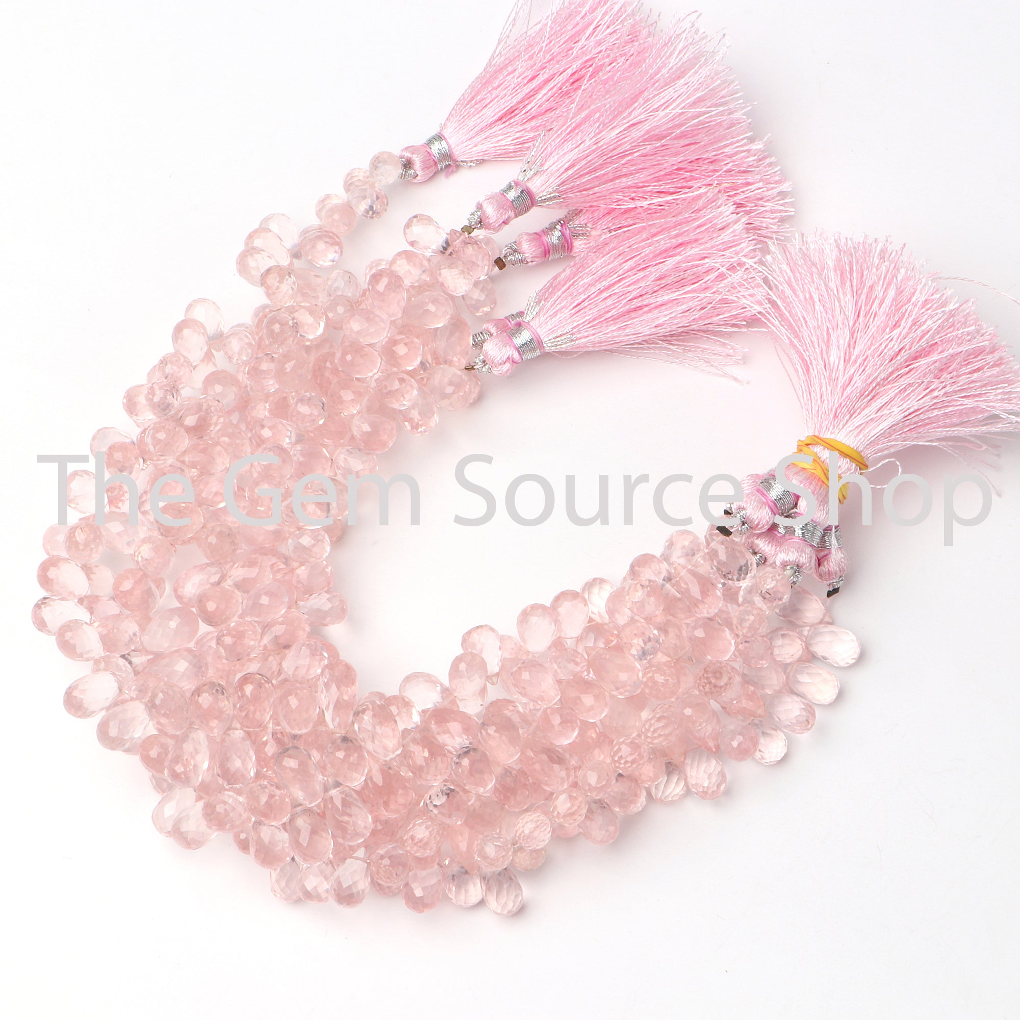 Rose Quartz Faceted Drops Shape Gemstone Beads TGS-2442