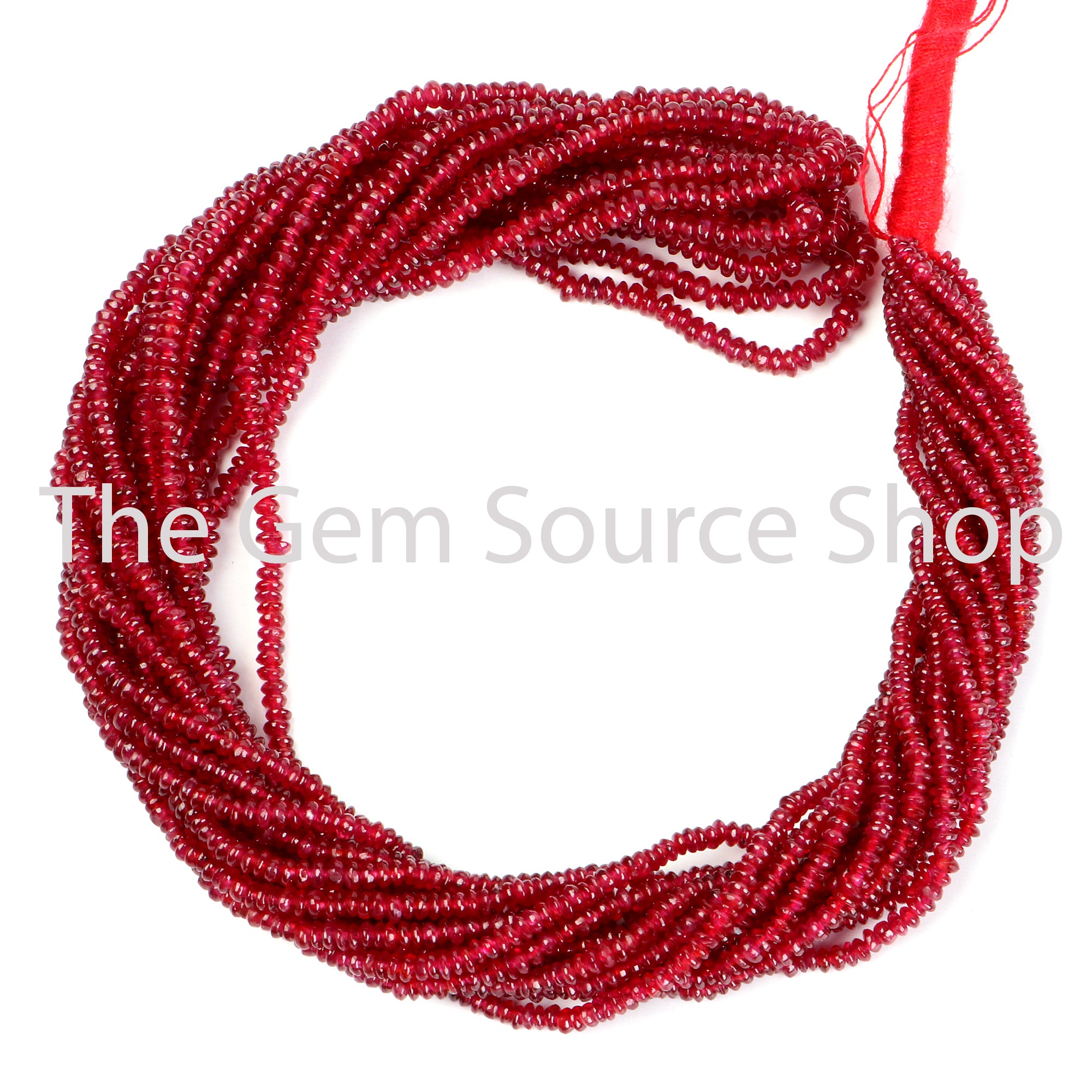 Ruby Smooth Rondelle Shape Gemstone Beads TGS-2458