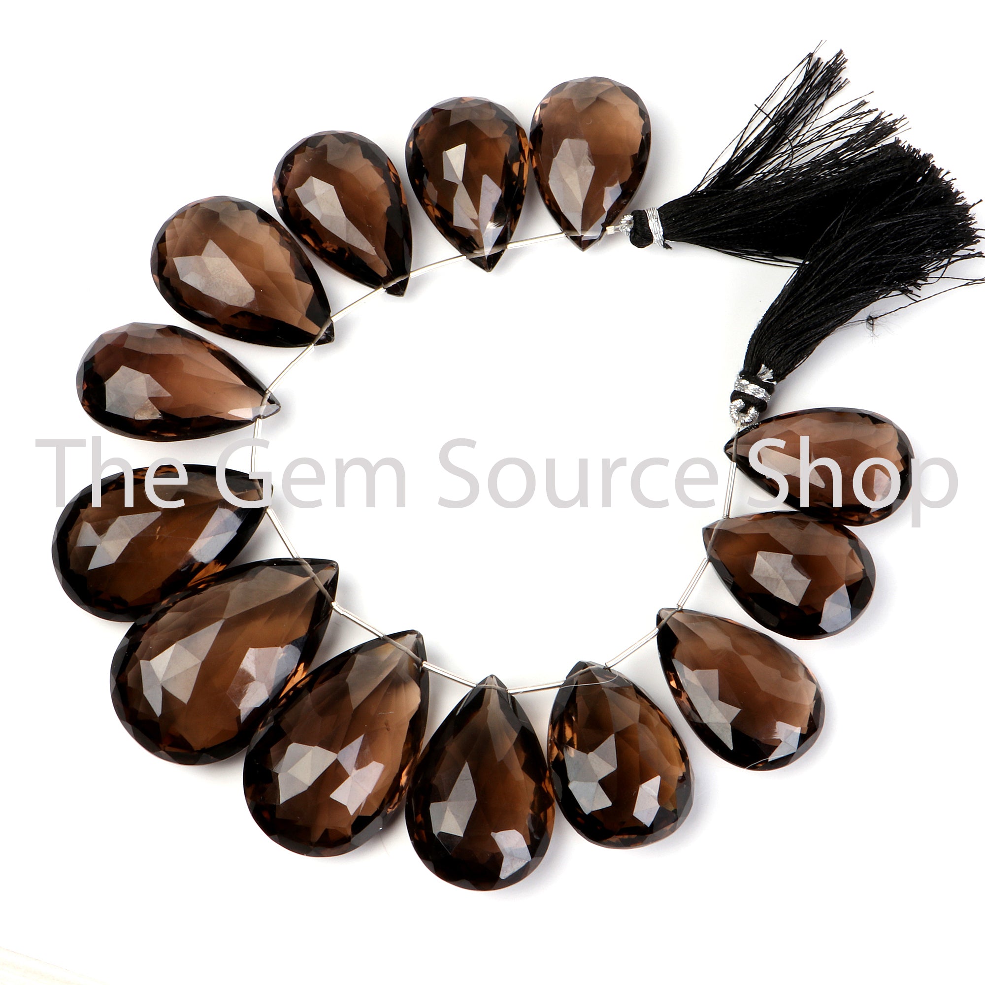 Smoky Quartz Faceted Pear Shape Gemstone Beads TGS-2461