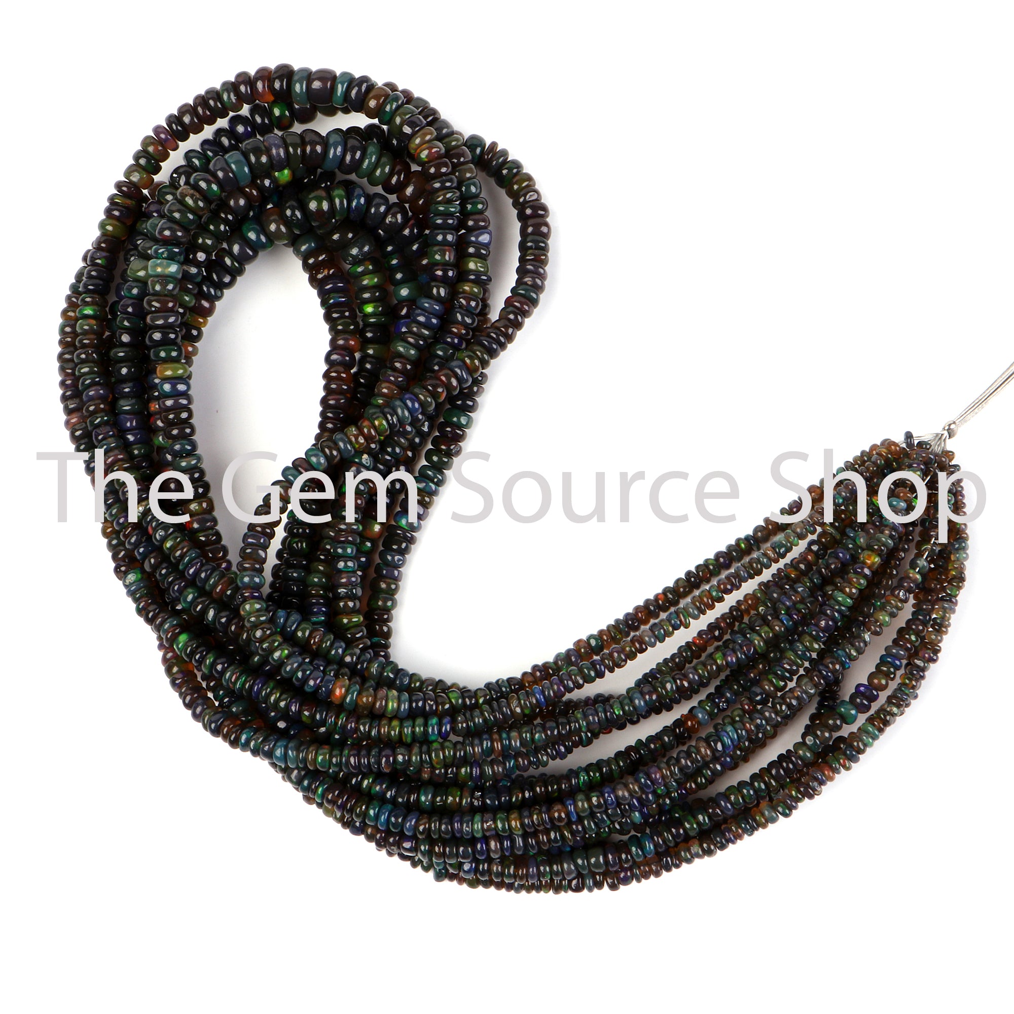 Black Ethiopian Smooth Rondelle Shape Gemstone Beads TGS-2496