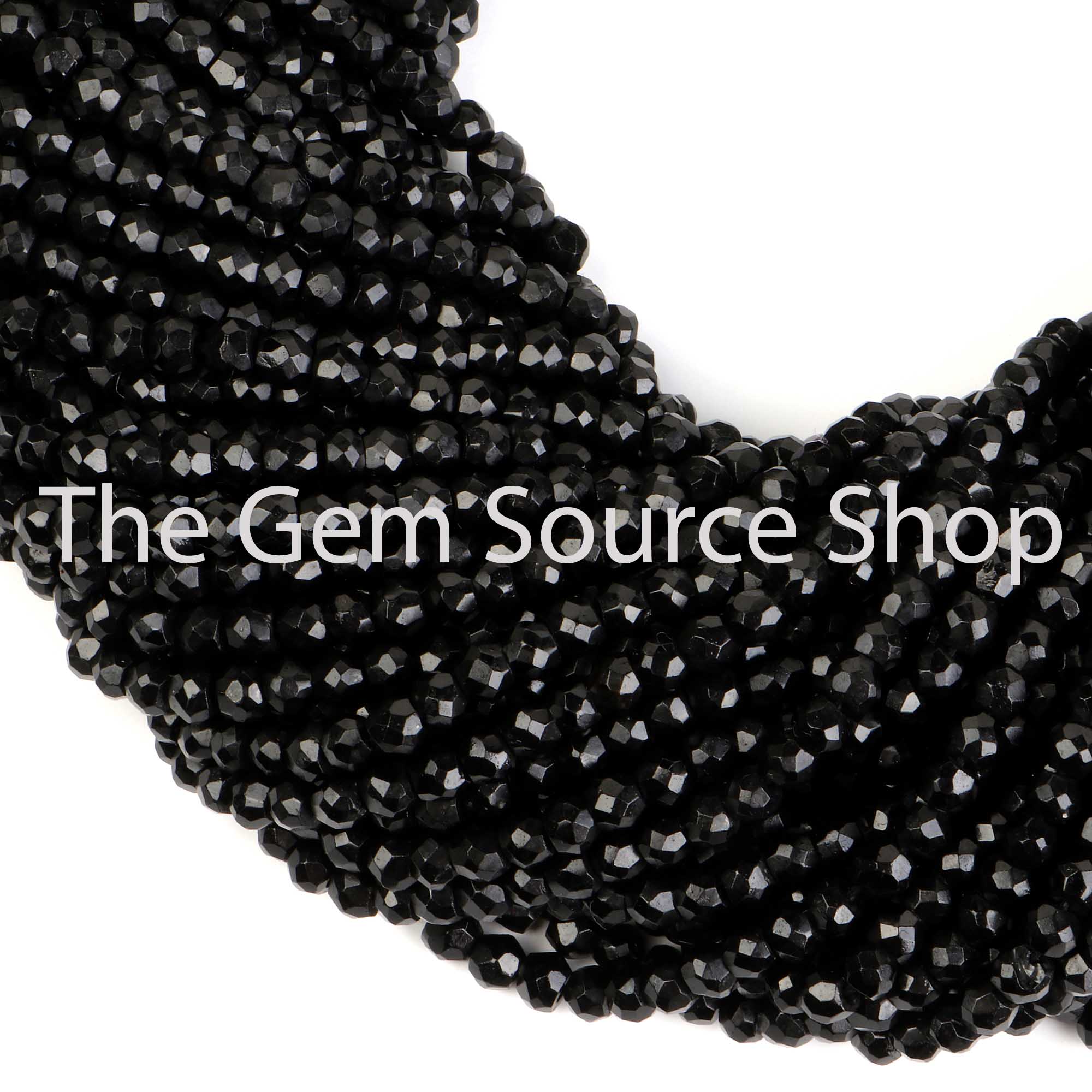 Black Spinel Faceted Rondelle Shape Wholesale Beads TGS-2521