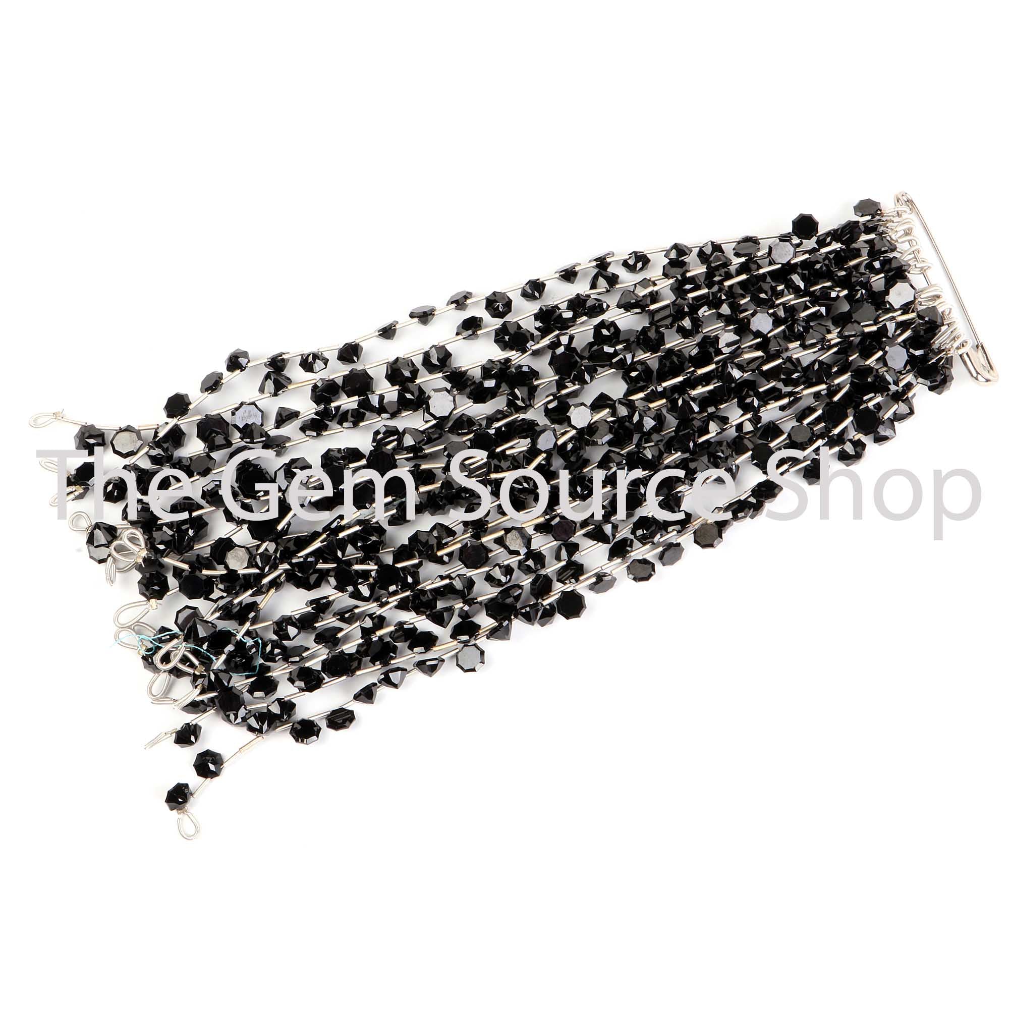 Black Spinel Faceted Star Cut Round Shape Beads TGS-2522