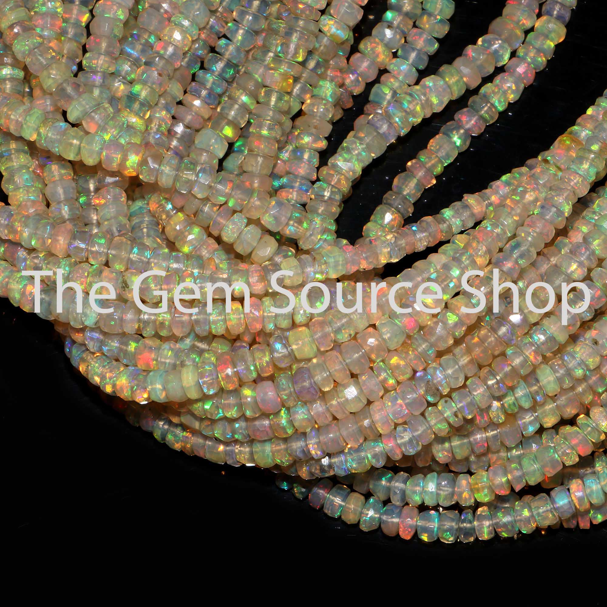 3.50-5.50 MM Ethiopian Opal Faceted Rondelle Beads TGS-2556