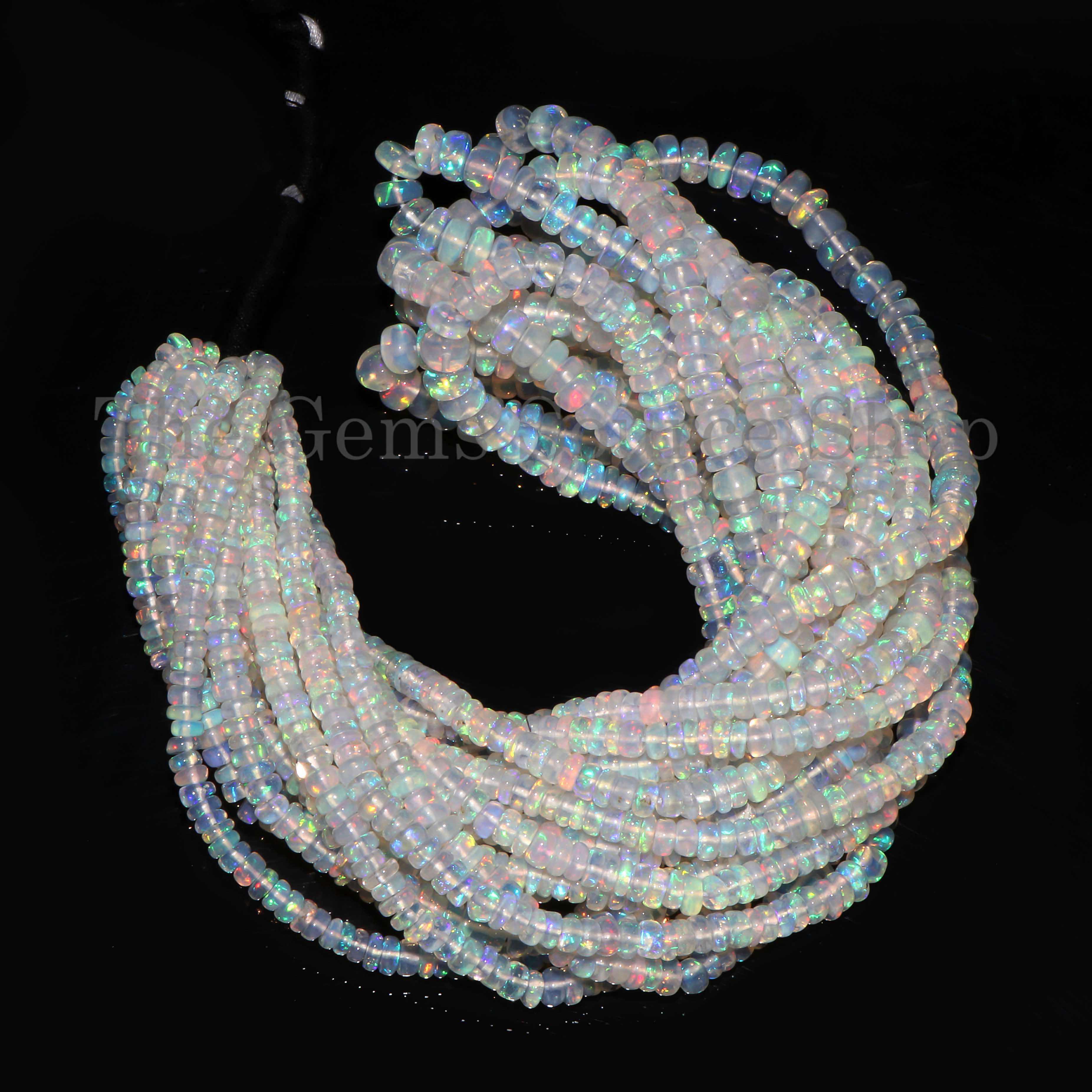 3.5-5.75MM Ethiopian Opal Plain Rondelle Shape Beads TGS-2559