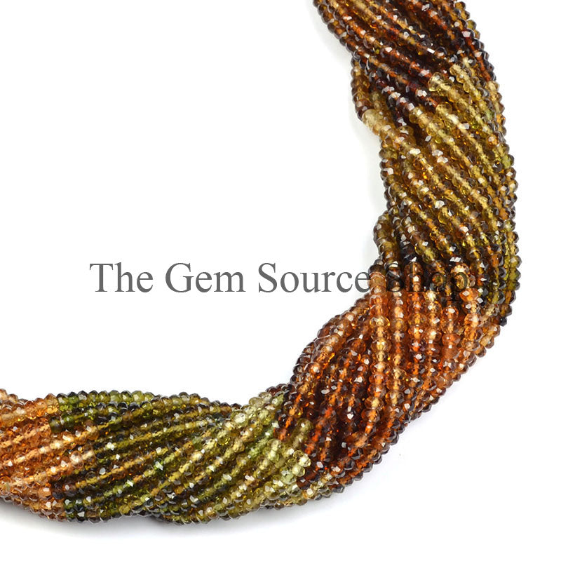 3-4MM Petro Tourmaline Faceted Rondelle Gemstone Beads TGS-0278