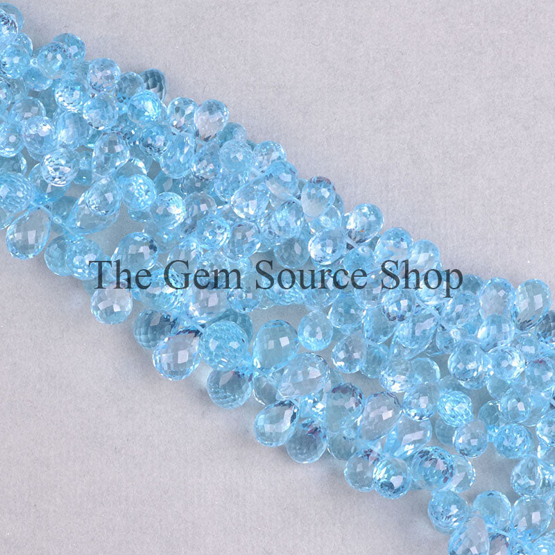 Sky Blue Topaz Beads, Sky Blue Topaz Drops Shape Beads, Sky Blue Topaz Faceted Beads, Sky Blue Topaz Gemstone Beads
