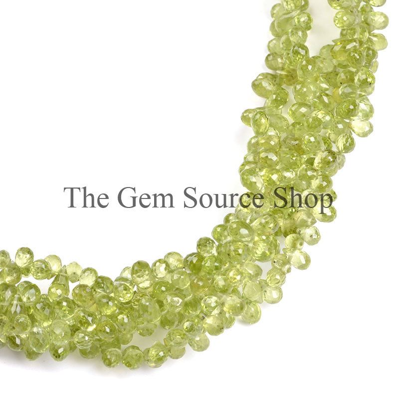 Peridot Faceted Drops Shape Wholesale Beads, TGS-0439