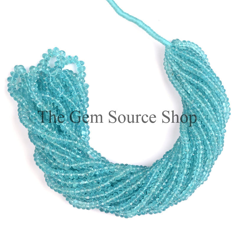 Apatite Beads, Apatite Rondelle Shape Beads, Apatite Faceted Beads, Apatite Gemstone Beads