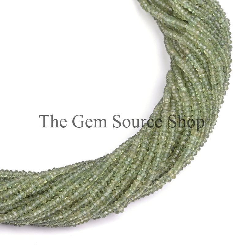 Green Apatite Beads, Green Apatite Rondelle Shape Beads, Green Apatite Faceted Beads, Green Apatite Gemstone Beads