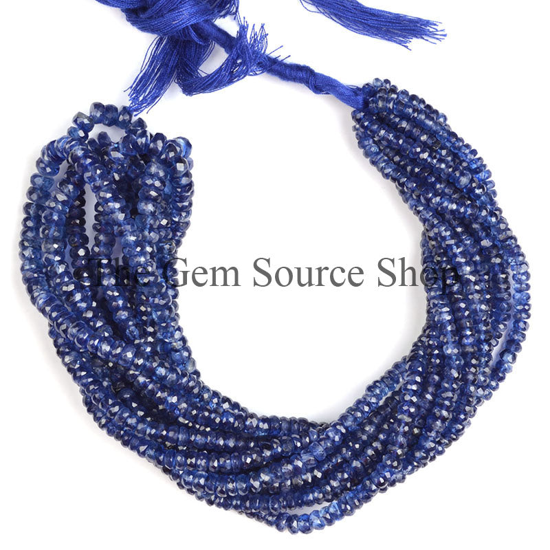 Kyanite Beads, Kyanite Rondelle Beads, Kyanite Faceted Beads, Kyanite Gemstone Beads