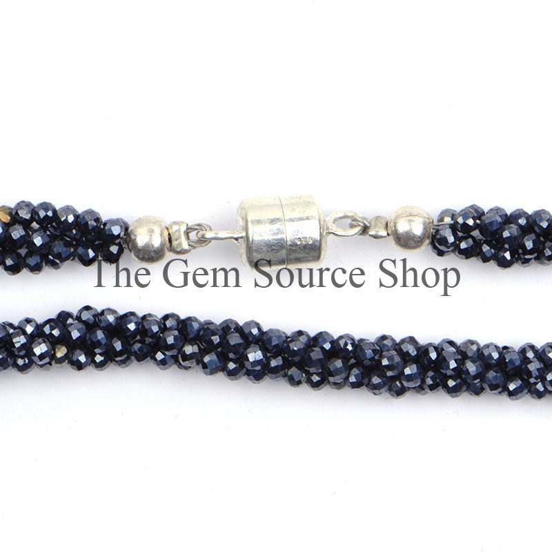 Black Spinel Mystic Beads Faceted Rondelle 40cm Necklace, TGS-0617