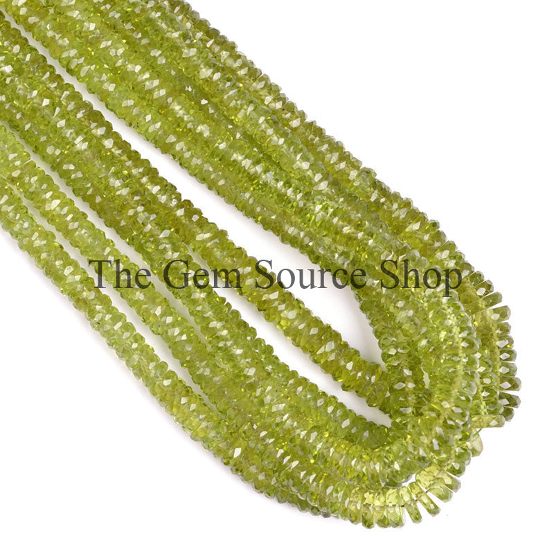 Peridot Faceted Tyre Shape Gemstone Beads, TGS-0623