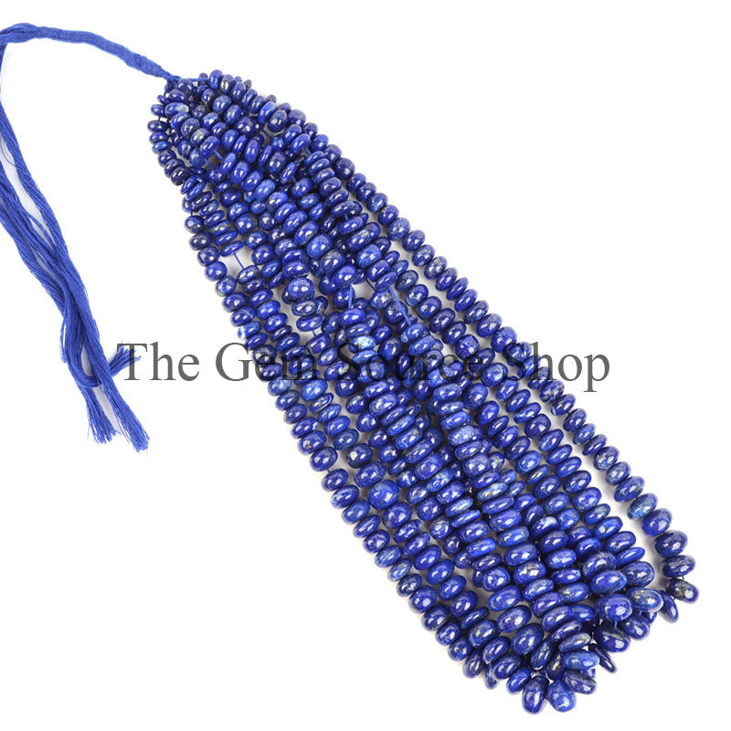 Natural Lapis Lazuli Smooth Rondelle Wholesale Loose Beads, TGS-0688
