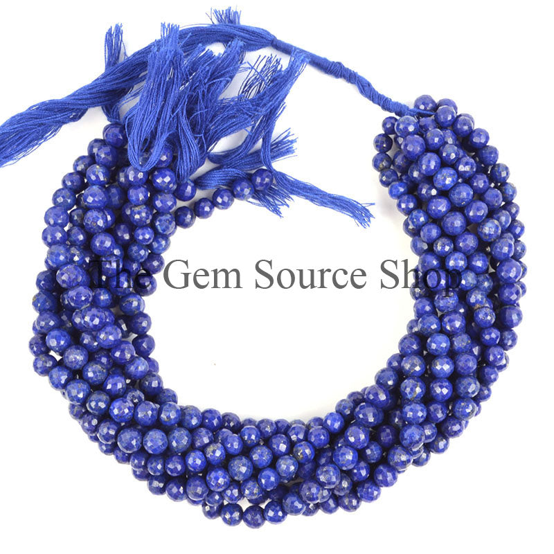 Lapis Lazuli Faceted Round Shape Wholesale Beads, TGS-0689
