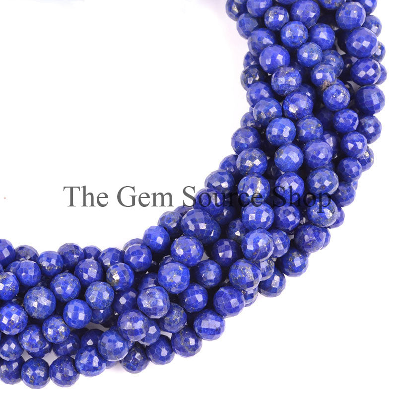 Lapis Lazuli Faceted Round Shape Wholesale Beads, TGS-0689