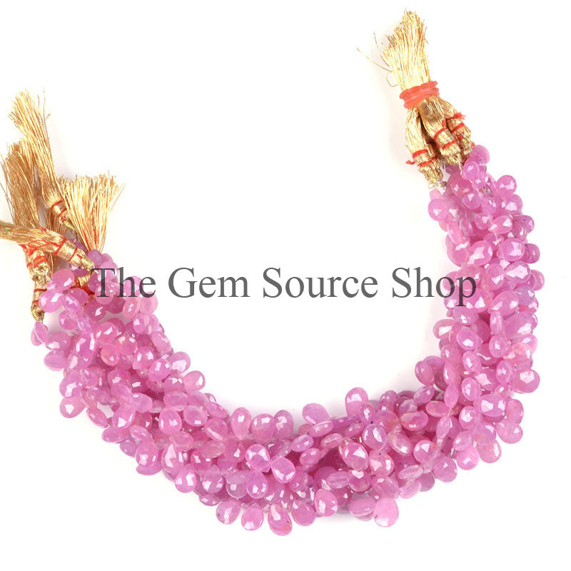 AAA Quality, Pink Sapphire Beads, Pink Sapphire Faceted Beads, Pear Shape Beads, Sapphire Beads
