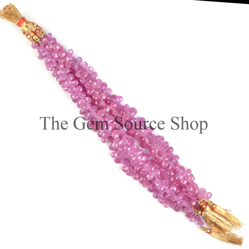AAA Quality, Pink Sapphire Beads, Pink Sapphire Faceted Beads, Pear Shape Beads, Sapphire Beads