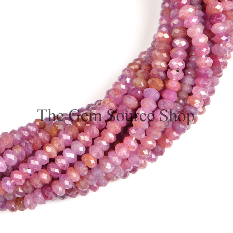 Ruby Rondelle Shape Faceted Gemstone Beads For Jewelry TGS-0767