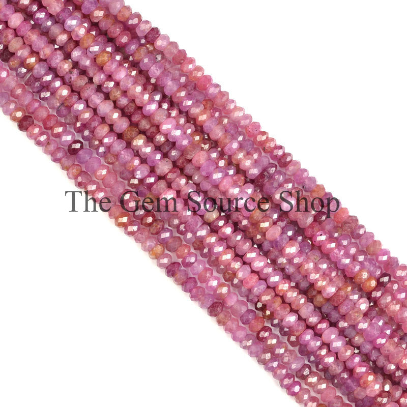 Ruby Rondelle Shape Faceted Gemstone Beads For Jewelry TGS-0767