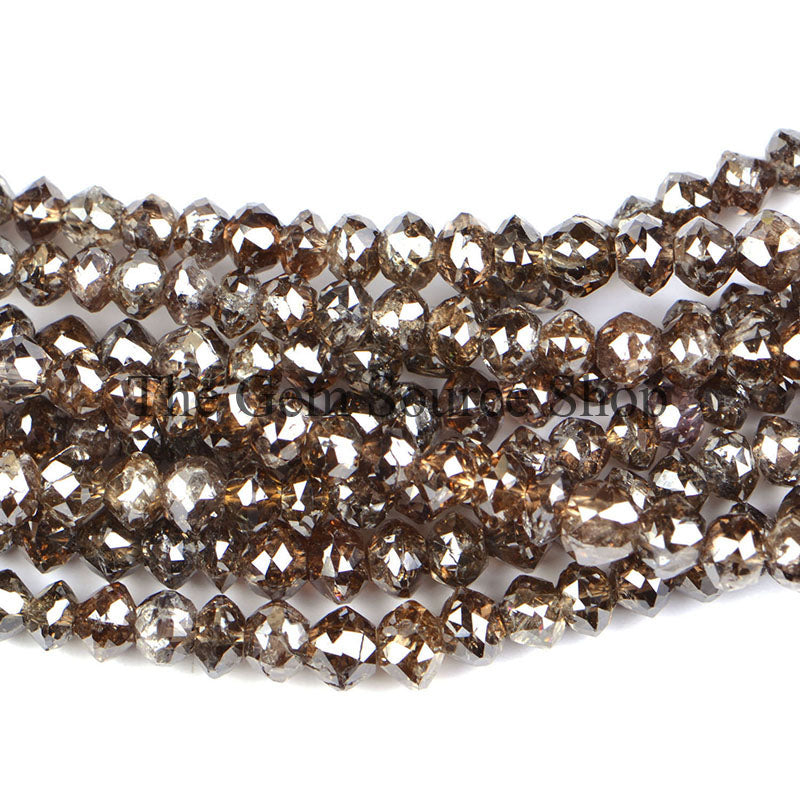 Natural Light Brown Diamond Beads, Diamond Faceted Beads, Diamond Rondelle Beads, Whole Beads