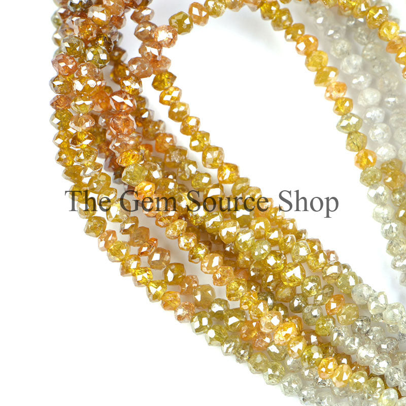 Natural Multi Color Diamond Beads, Diamond Faceted Beads, Diamond Rondelle Beads, Beads For Jewelry