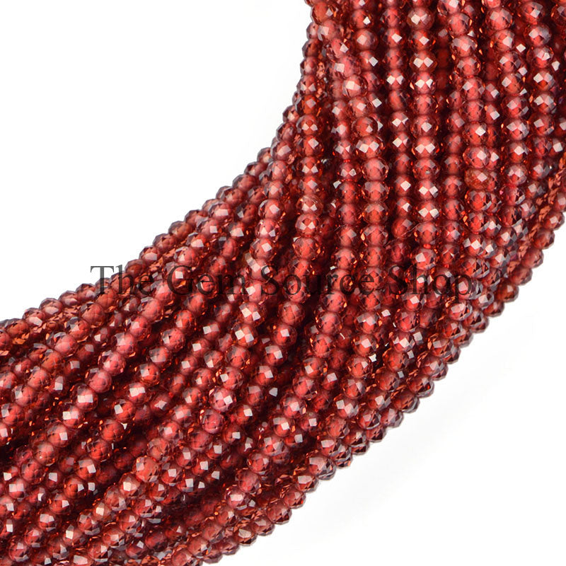 Mozambique Garnet Beads, Garnet Faceted Beads, Garnet Rondelle Shape Beads, Wholesale Beads